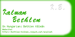 kalman bethlen business card